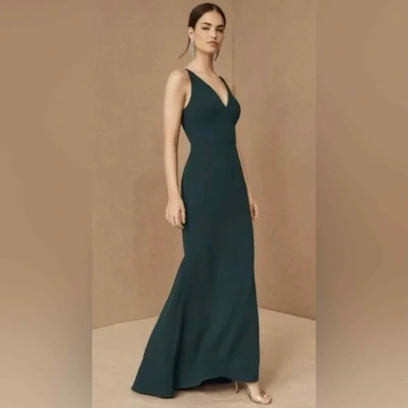 Bhldn Dresses | Bhldn Anthropologie V-Neck Emerald Bridesmaid Dress Size 8 Euc Aa 0956 | Color: Green | Size: 8 | Pm-11260814's Closet